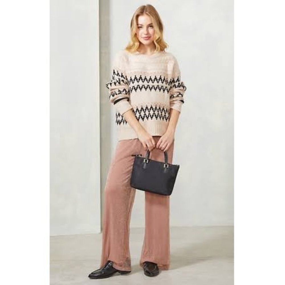 NWOT Skies Are Blue by Anthropologie Geometric Crew Knit‎ Sweater Women Size S